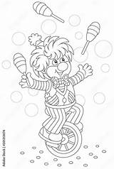 Circus Show Of A Funny clown Juggling With Skittles And Riding His  sketch template