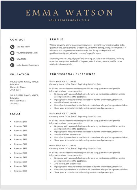 Editable Resume Template Free Download