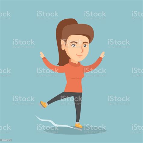 Young Caucasian Female Figure Skater Stock Illustration - Download Image Now - Active Lifestyle ...
