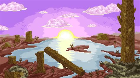 Sunset View Pixel Art Wallpaper by Jeyzor on Newgrounds