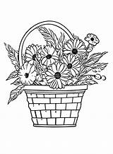 Flower Basket Coloring Pages Printable For Free Download sketch template
