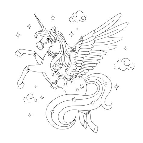 Coloring Pages Of Unicorn With Wings [Printable]