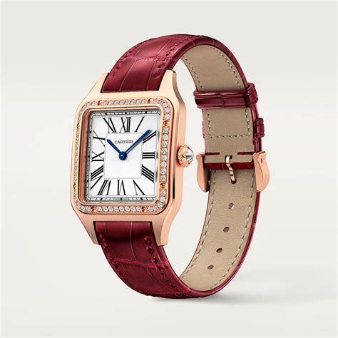 CRWJSA0016 - Santos-Dumont watch - Large model, quartz movement, rose gold, diamonds, leather ...