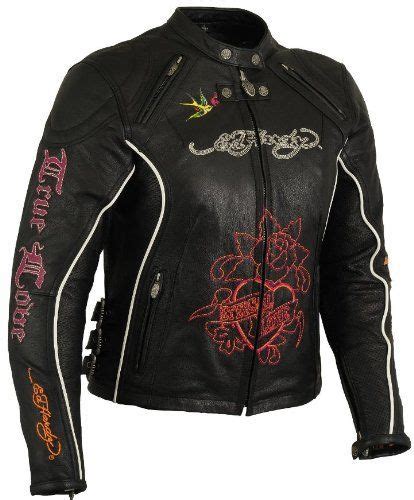 Ed Hardy Womens Leather Racer Jacket ''True Love / Eternal Love''. Signature Ed H… (With images ...