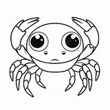 Crab With Big Eyes And Cute Cartoon Coloring Pages Vector Basic Simple  sketch template
