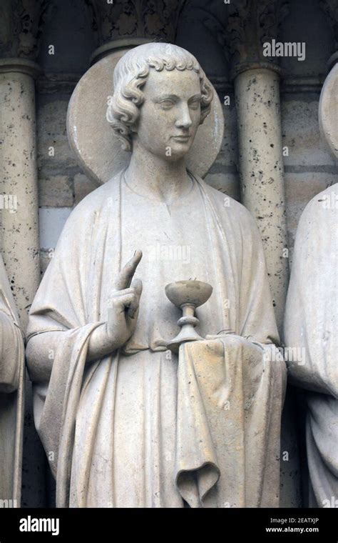 Saint John, Notre Dame Cathedral, Paris, Last Judgment Portal Stock Photo - Alamy