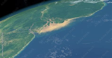 Delta and river mouth of Amazon river in Brazil, aerial view from outer ...