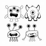 Set Of Pages For Childrens coloring Book With cute monsters White  sketch template