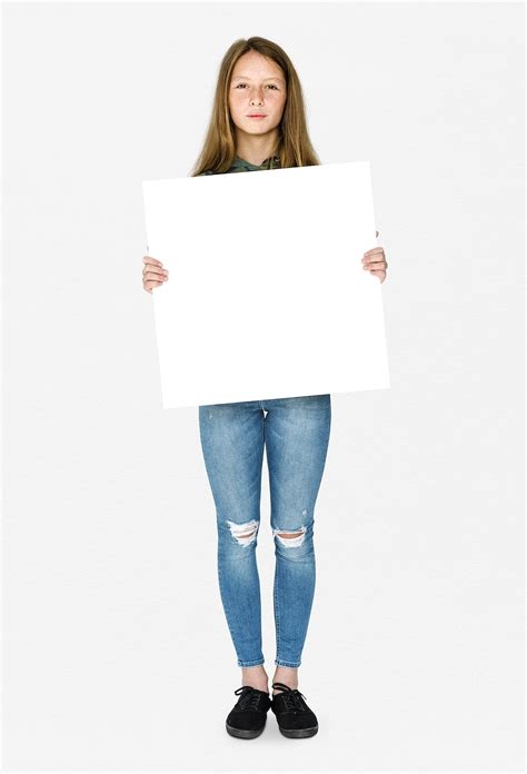 Person Holding Placard Studio Concept | Royalty free stock photo - 235145