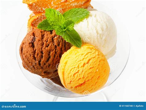 Ice cream sundae stock photo. Image of sorbet, scoops - 41168748