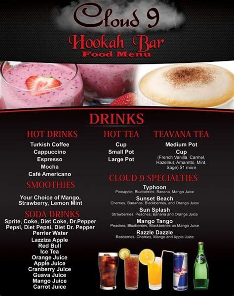 Cloud 9 Hookah Lounge Menu, Menu for Cloud 9 Hookah Lounge, Richardson ...