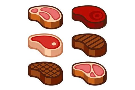 different types of steaks and meat on a white background stock photo ...