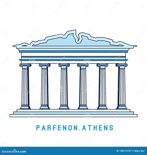 Athens Temple Emblem Cartoon Vector | CartoonDealer.com #43968001