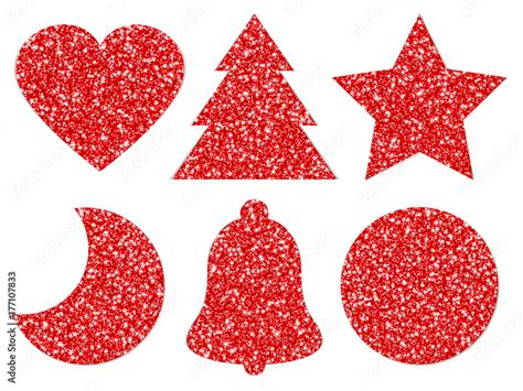 6 Red Christmas Symbols Sparkling Stock Vector | Adobe Stock