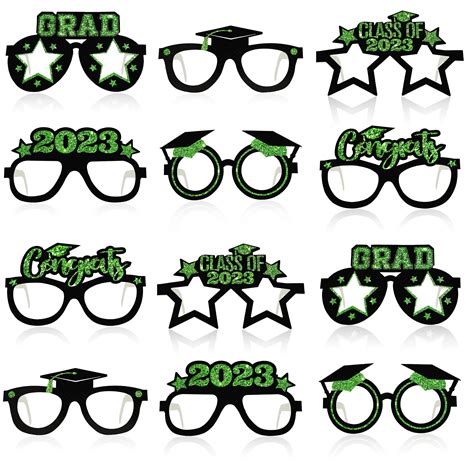 Buy KatchOn, Green Graduation Eyeglasses 2023 - Pack of 12 | Graduation Photo Booth Props 2023 ...