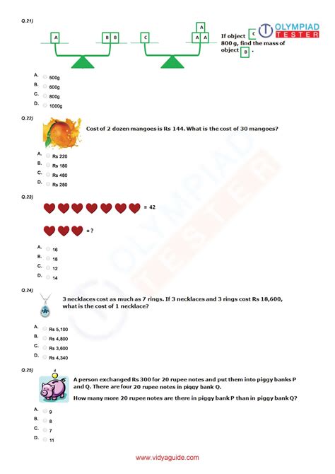 Class 4 Maths Olympiad Worksheet 03 | Math olympiad, Class 4 maths, Math olympiad questions