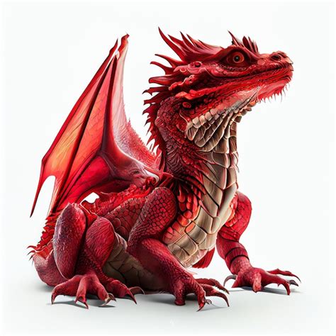 Premium Photo | Red fantasy dragon isolated on white background ...