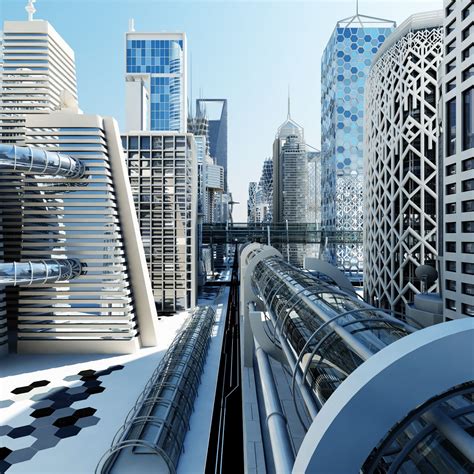 Future City HD 3D model City future futuristic scifi sci fi sci-fi office building commercial ...