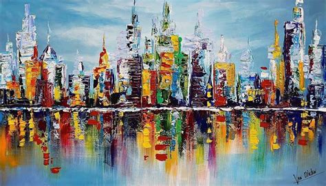 Skyline Schilderijen in 2022 | Abstracte schilderijen, Abstracte kunst ...