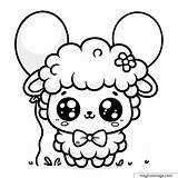 Kawaii Sheep coloring Page sketch template