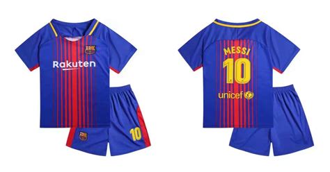 17-18 Kids Barcelona Home Soccer Jersey Uniform Shirt+Short Children Messi 10 Football Kits ...