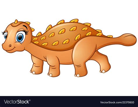 Cartoon happy ankylosaurus Royalty Free Vector Image