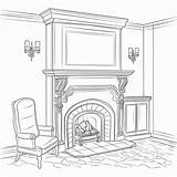 Fireplace coloring Page – Coloring Corner sketch template