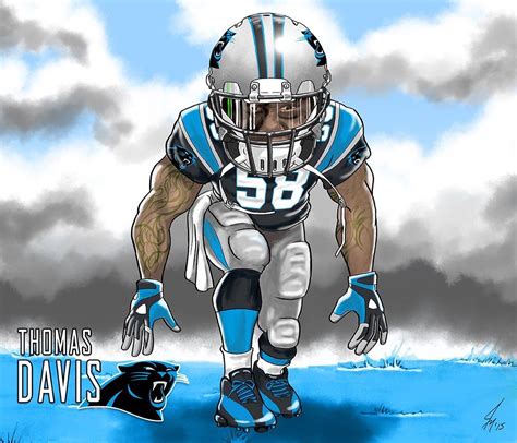 Thomas Davis - Carolina Panthers Cartoon Caricature Illustration Panthers Football Team ...