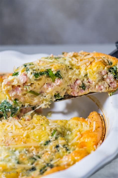 Ham & Cheese Crustless Quiche Keto Recipe