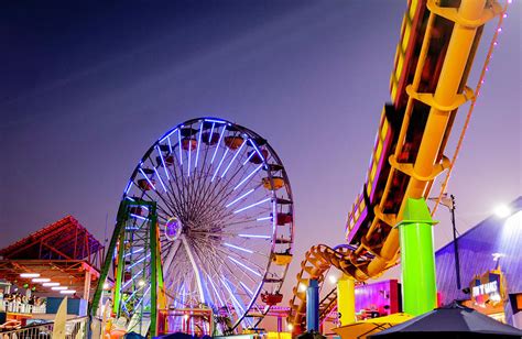 Roller Coaster and Ferris Wheel at the Santa Monica Pier Photograph by Louis Daigle - Fine Art ...