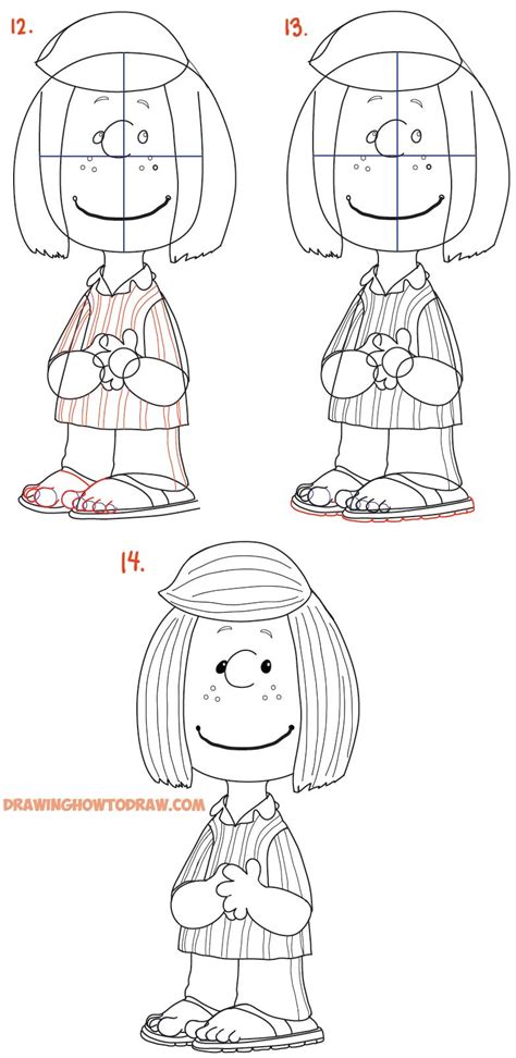 How to Draw Peppermint Patty from The Peanuts Movie Easy Tutorial – How ...