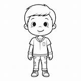 Clip Art Of Boy Coloring Page Character For Kids Outline Sketch Drawing  sketch template