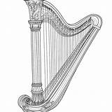 Coloring Page Ornate Harp With Classical Columnar Design  Premium AI sketch template