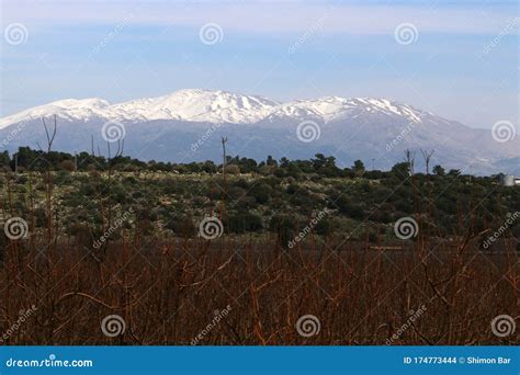 Snow Lies on Mount Hermon, a Mountain Range Located on the Border of ...