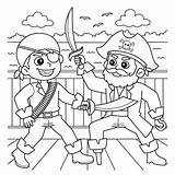 Premium Vector  Pirates Fighting coloring Page For kids sketch template