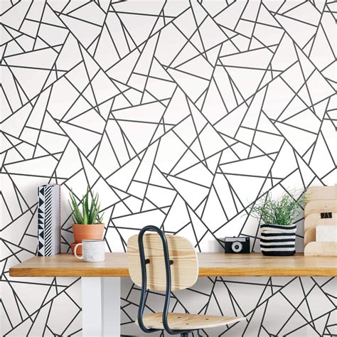 Fracture Geometric Peel and Stick Wallpaper - Black – US Wall Decor