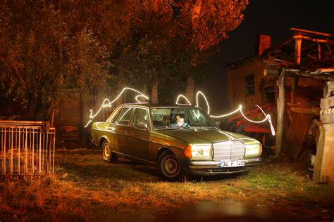Free Images : land vehicle, classic car, mercedes benz w123, night, mercedes benz w201 ...