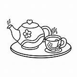 Cute Teapot With Teacup ☕🌸🍂 Coloring Page sketch template
