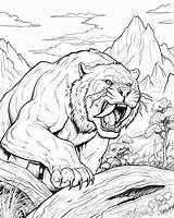 Smilodon Draw Tooth Saber Coloring Tiger Pages Drawing Step Sketch  sketch template