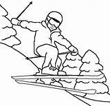 Skiing On Winter Coloring Page  Sky Pages winter sketch template