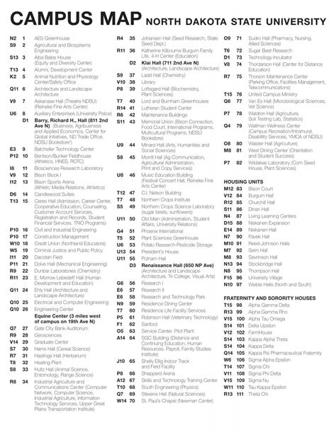 detailed campus map - North Dakota State University