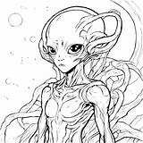 Download Alien Drawing With Long Tentacles Coloring Pages Online  sketch template