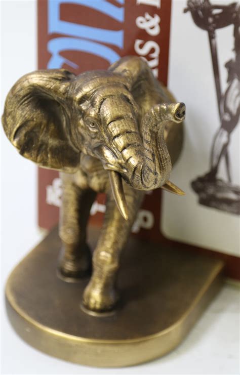 Art Deco Detailed Handcrafted Animal African Elephants Bookends Bronze