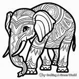 Tribal Design & Abstract Elephant Coloring Pages  Free Printable sketch template