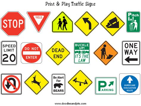 Printable Traffic Signs for Kids | Doodles and Jots