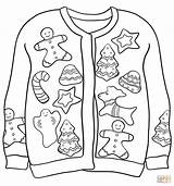 Christmas Sweater With Gingerbreads coloring Page  Free Printable sketch template