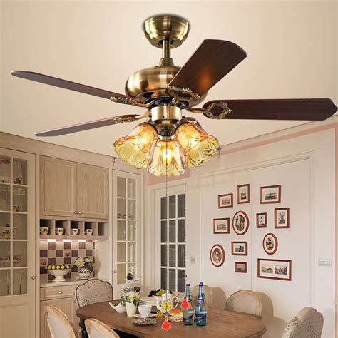 42" Antique Luxury Bronze Ceiling Fan Glass Ceiling Fan Light Living ...