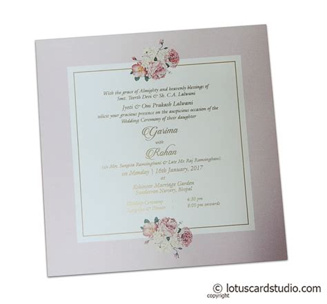 Digital Print Floral Design Wedding Invitation - Lotus Card Studio