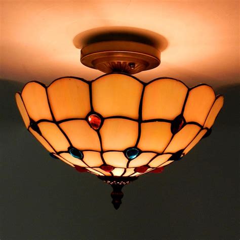 Tiffany Style Baroque Pendant Lamp E27 Bulb Stained Glass Lamp Shade Hanging Light Lighting ...
