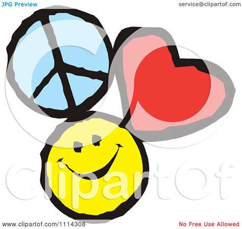 Clipart Peace Love And Happiness Icons - Royalty Free Vector ...